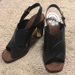 Tory burch braided leather heel